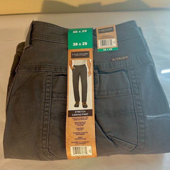 Legendary Outfitters Stretch Canvas Pants Men's Size 38X29 Gray Relaxed Fit - Picture 8 of 12